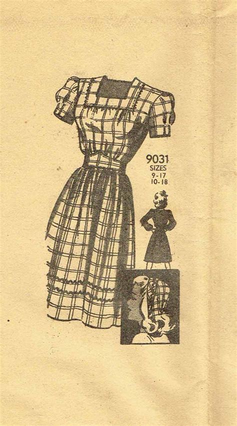 1940s Vintage Marian Martin Sewing Pattern 9031 Misses Wwii Dress Hat Vintage4me2