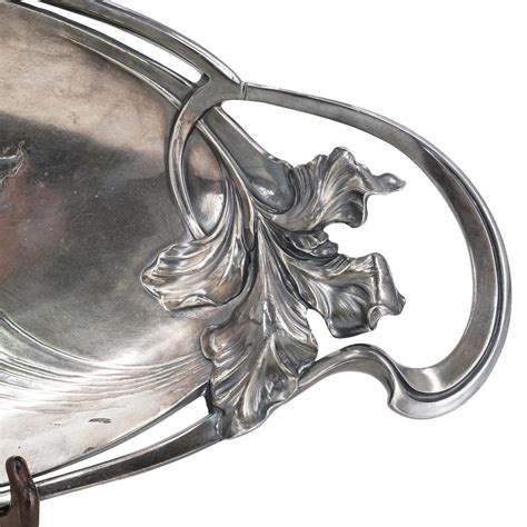 Sold Price European Art Nouveau Oval Silver Plated Handled Tray