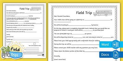 Field Trip Template Letter Resources Twinkl Usa Twinkl