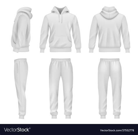 Sportswear Hoodie Mockup Tracksuit Sweatpants Vector Image