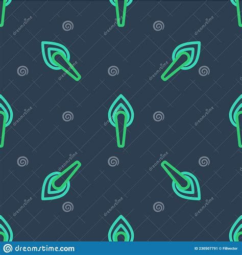 Line Torch Flame Icon Isolated Seamless Pattern On Blue Background