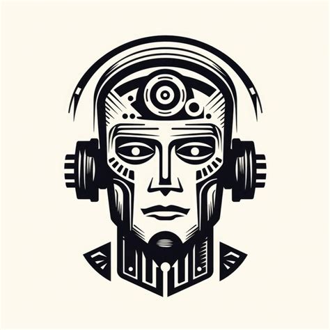 Premium Photo | Robot logo black and white AI generated Image