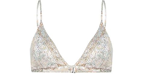 Camilla Tower Tales Crystal Embellished Bikini Top In Natural Lyst UK