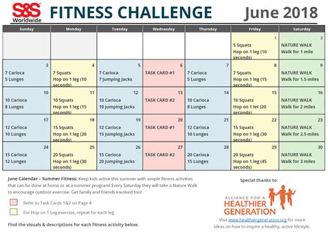 June Fitness Challenge Calendar Sands Blog