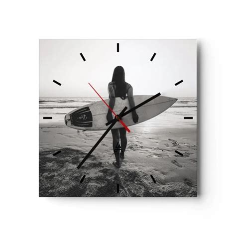 Horloge Murale Arttor Fille Des Vagues De La Mer Cadran Lignes