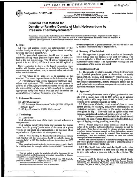 ASTM D1657 89 Standard Test Method For Density Or Relative Density Of