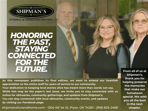 Digital memorials will soon arrive at shipman funeral home pryor oklahoma 25
