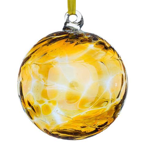 10cm Friendship Ball Topaz Sienna Glass