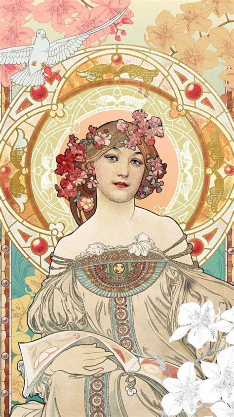 Alphonse Mucha S Woman Iphone Wallpaper Art Nouveau Vintage