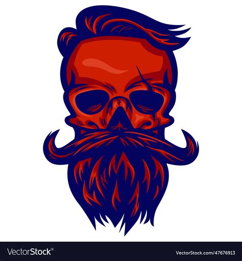 Bearded skull logo design template Royalty Free Vector Image