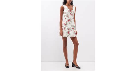 Emilia Wickstead Zephyr Floral Print Satin Mini Dress In White Lyst