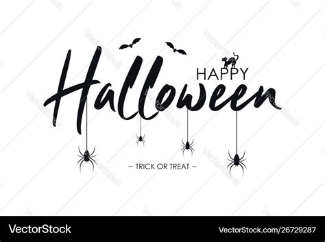 Happy Halloween Text Banner With Bat Spider And Vector Image