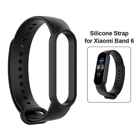 Silicone Smart Watch Strap Wrist Band For Mi Band 6 6 NFC 5 Black