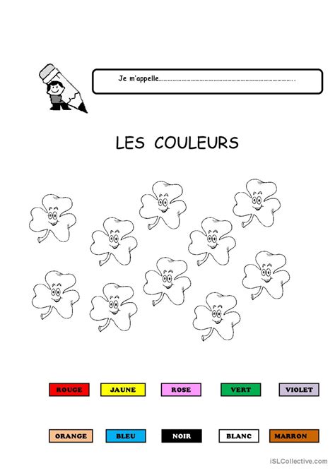 Les Couleurs Fran Ais Fle Fiches Pedagogiques Pdf Doc