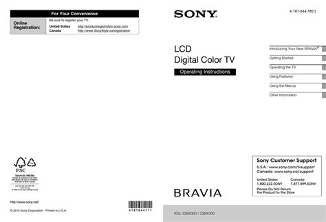 Sony Bravia Kdl 22bx300 Operating Instructions Manual Pdf Download