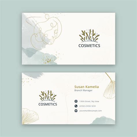 Premium Vector Watercolor Aesthetic Medicine Horizontal Business Card