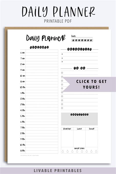 Daily Schedule | Daily Planner PDF | Daily planner, Daily planner pages ...