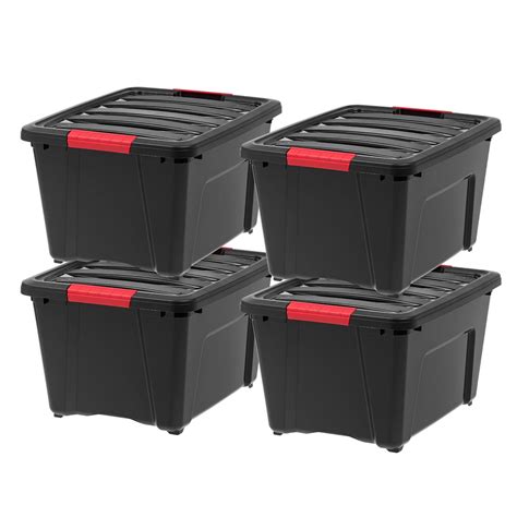 Iris Usa 4 Pack 32qt Plastic Storage Bin With Lid And Secure Latching