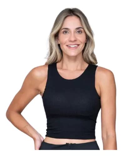 Top Cropped Feminina Gola Alta Malha Canelada Moda Gringa Mercadolivre