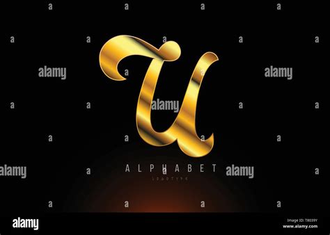 Gold Golden Letter U Logo Design With Metal Look Suitable For A Company