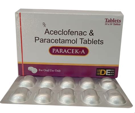 Aceclofenac 100mg Paracetamol 325mg Tablet Paracek A Packaging Size