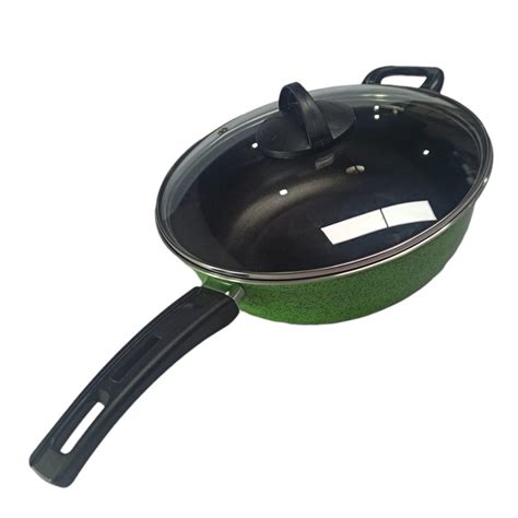 Panela Frigideira Wok 24cm Verde 5 Camadas Antiaderente Tampa De