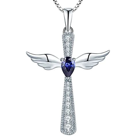 Huitan Wing Design Cross Pendant Necklace For Women Luxury Paved