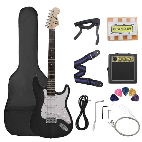 Frets Strings St Electric Guitar Inch Black Basswood Body Maple