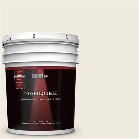 BEHR MARQUEE 5 Gal YL W5 Swiss Coffee Flat Exterior Paint And Primer