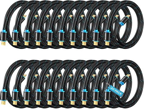 Hdmi Cable 4k Ultra Hd 4 Foot 20 Pack Nylon Braided Hdmi