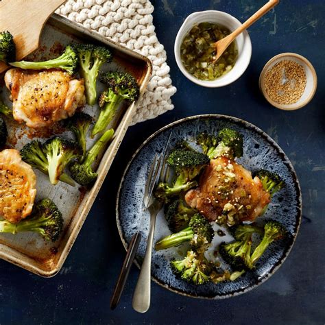 Sheet Pan Sesame Chicken Broccoli With Scallion Ginger Sauce Recipe