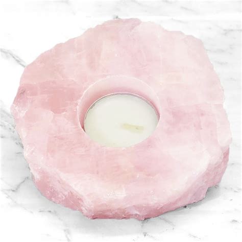 Vintage Pink Rose Quartz Tea Light Candle Holder Home Living Candles