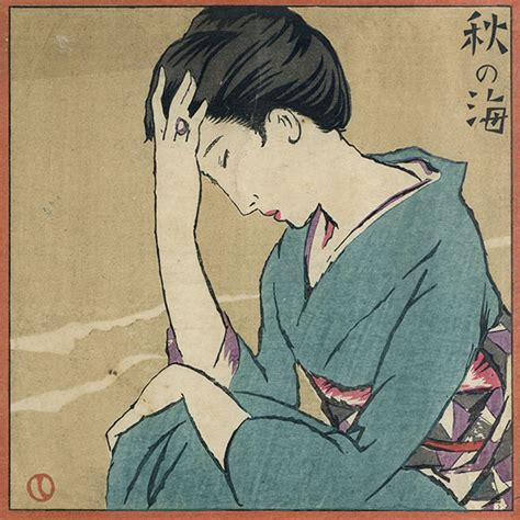 竹久夢二版画額「秋の海」 Natsume Books