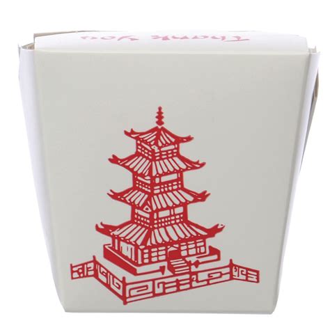 1 Quart Pagoda Paperboard Chinese Food Container With Wire Handle 3 1