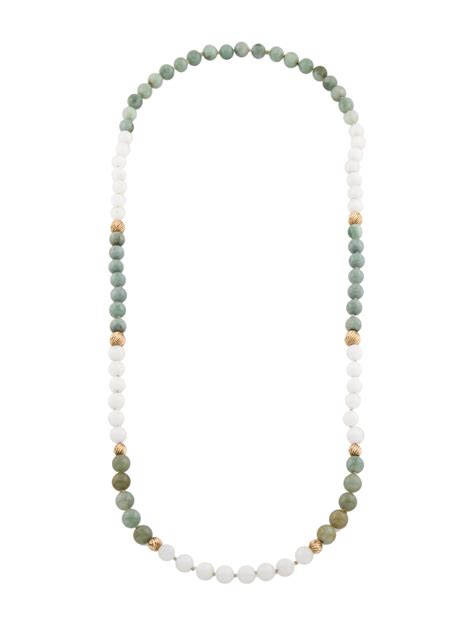 Necklace 14k Dyed Jadeite And Quartzite Beaded Necklace 14k Yellow Gold