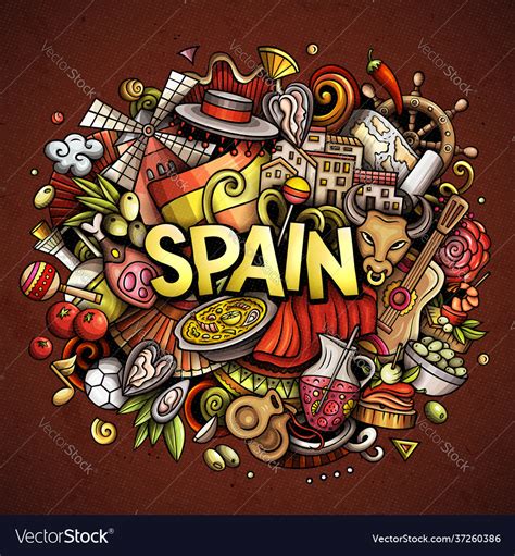 Spain Hand Drawn Cartoon Doodle Royalty Free Vector Image