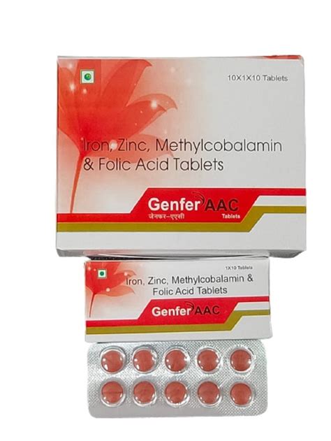 Brand Iron Zinc Methylcobalamin Folic Acid Tablets Genfer AAC In