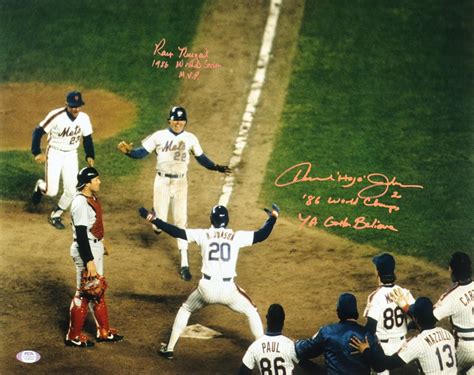 Howard Johnson And Ray Knight Signed Mets 16x20 Photo Inscribed 86 World