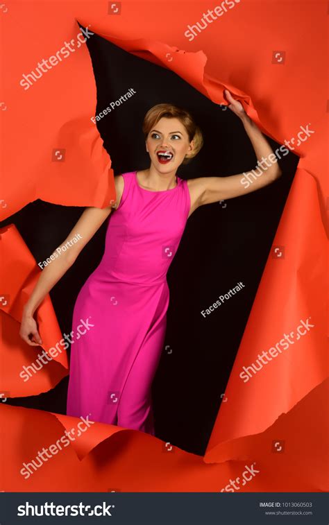 Pretty Blonde Girl Pink Dress Glamour Stock Photo Shutterstock