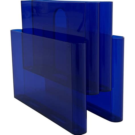 Vintage Blue Magazine Rack By Giotto Stoppino For Kartell 1970s