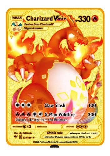 Carta Pokemon Charizard Vmax De Metal Parcelamento Sem Juros