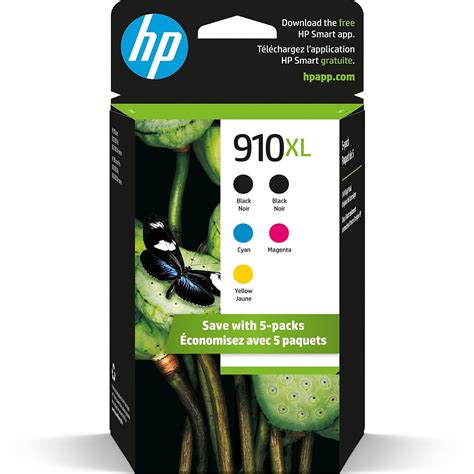 Used HP 910XL Black Cyan Magenta Yellow High Yield Ink Cartridges 5