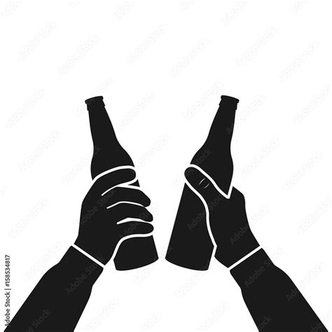 Vecteur Stock Beer Party Icon Silhouette Two Mans Holding In Hands