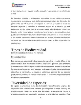 Unidad 5 Recurso 1 Biodiversidad Y Sus Tipos Pdf