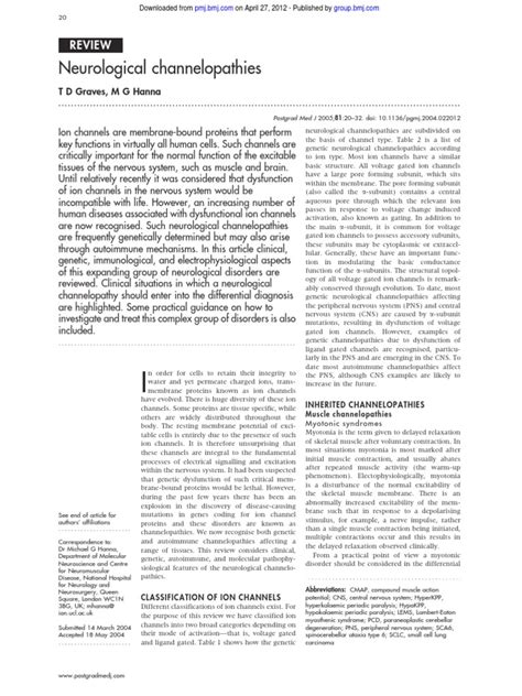 Neurological Channelopathies: Review | PDF | Ion Channel | Epilepsy