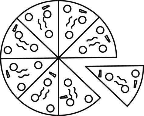 Black line art illustration of pizza. 24829606 Vector Art at Vecteezy