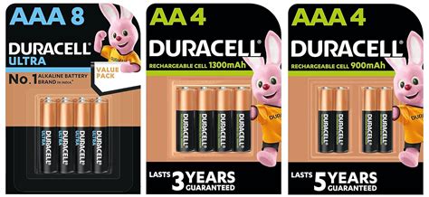 Duracell Rechargeable AAA 900mAh Batteries 4 Pcs Rechargeable AA