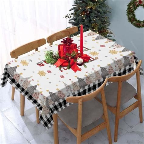 Nappe De Noël Rectangulaire 137 X 183 Cm Réutilisable Lavable