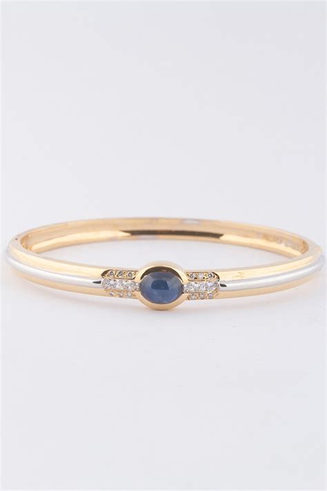 18 Krt Wit Geel Gouden Bangle Van Het Merk Le Chic Met Een Cabochon