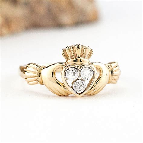 14k Gold Diamond Claddagh Ring From Ireland My Irish Jeweler